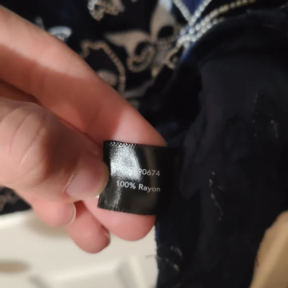 Blue Velvet Dress with Embroidered Details - Picture 6 of 8